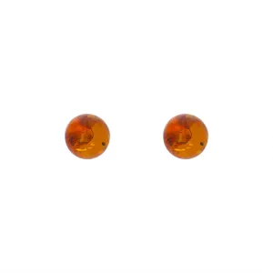Sterling Silver Amber 6mm Round Stud Earrings Free Gift