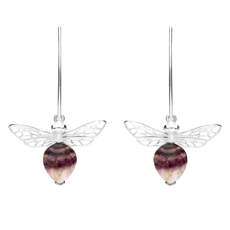 Sterling Silver Blue John Bee Small Hook Earrings