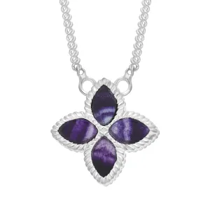 Sterling Silver Blue John Eden Small Marquise Flower Necklace