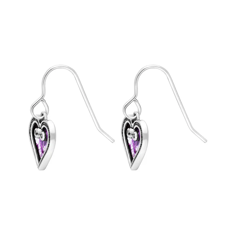 Sterling Silver Blue John Gate Heart Hook Earrings