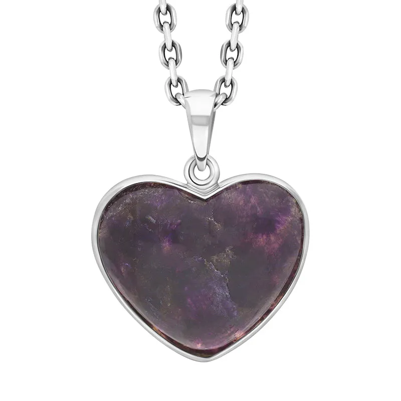 Sterling Silver Blue John Heart Necklace D
