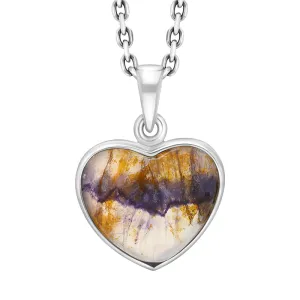 Sterling Silver Blue John Heart Pendant Necklace D