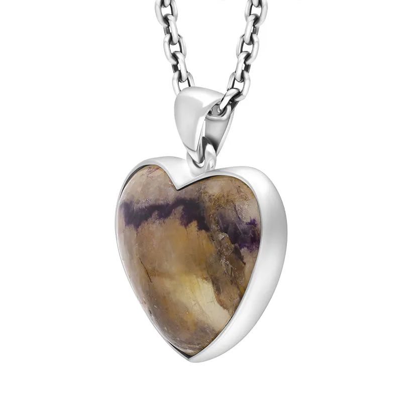 Sterling Silver Blue John Heart Pendant Necklace D