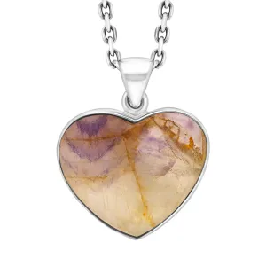 Sterling Silver Blue John Heart Pendant Necklace D