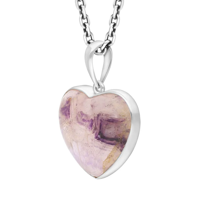 Sterling Silver Blue John Heart Pendant Necklace D