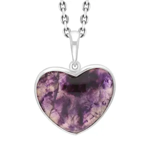 Sterling Silver Blue John Heart Pendant Necklace D
