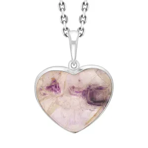 Sterling Silver Blue John Heart Pendant Necklace D