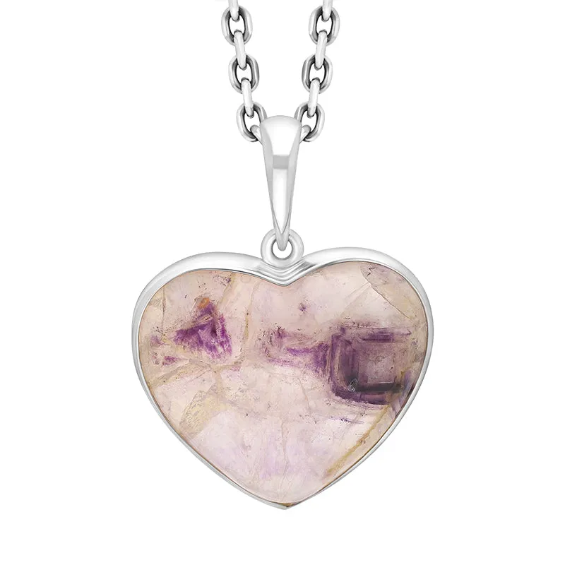 Sterling Silver Blue John Heart Pendant Necklace D