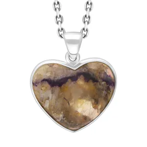 Sterling Silver Blue John Heart Pendant Necklace D