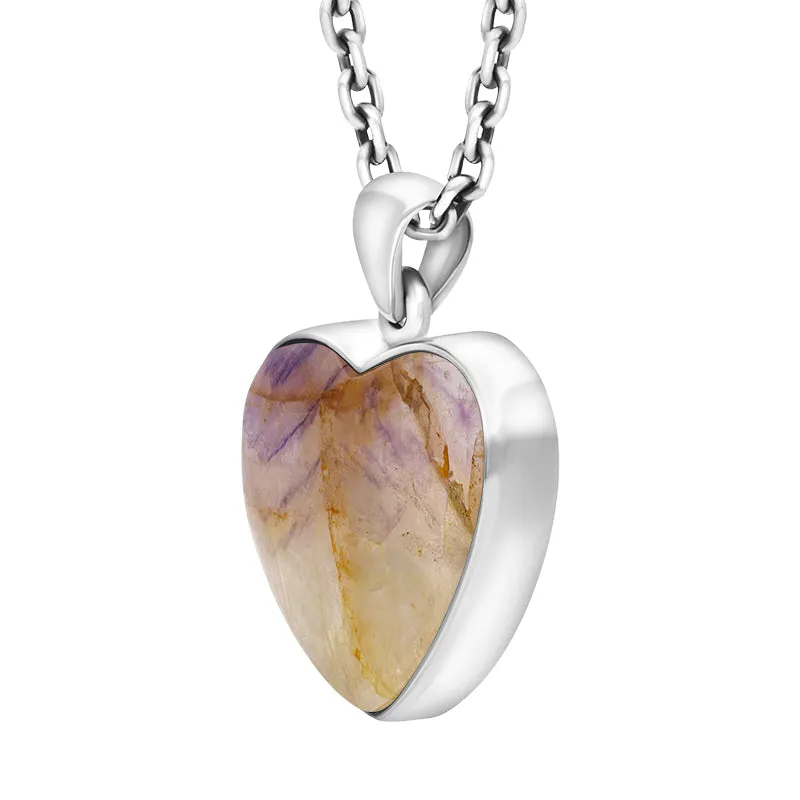 Sterling Silver Blue John Heart Pendant Necklace D