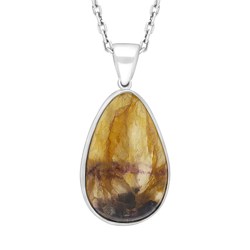 Sterling Silver Blue John Pear Necklace D