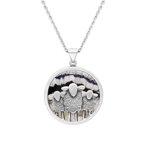 Sterling Silver Blue John Round Sheep Pendant