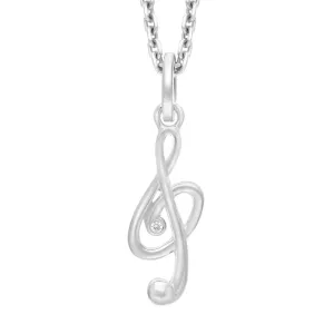Sterling Silver Cubic Zirconia Treble Clef Necklace D