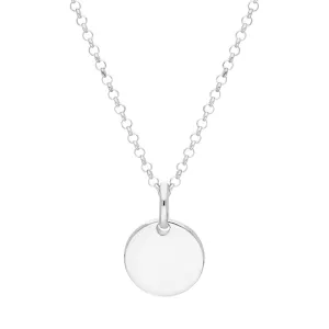 Sterling Silver Flat Disk Necklace D