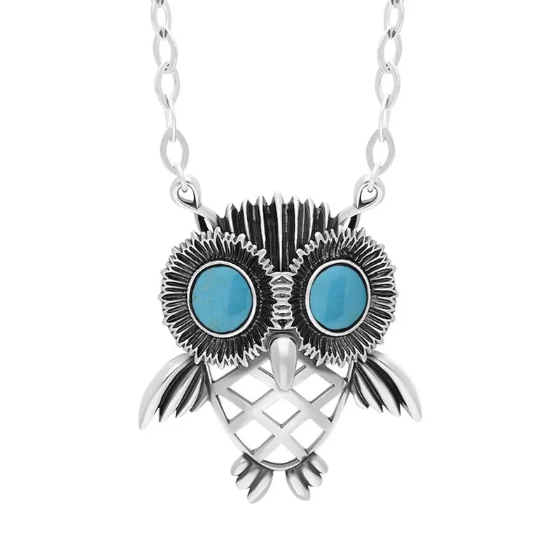 Sterling Silver Turquoise Owl Necklace