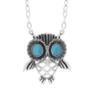 Sterling Silver Turquoise Owl Necklace