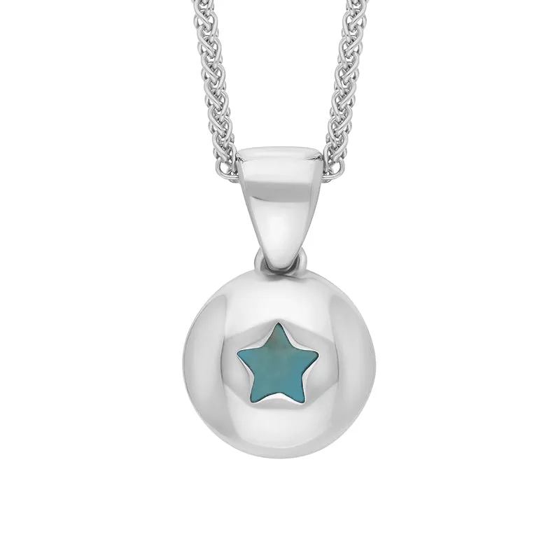 Sterling Silver Turquoise Star Disc Necklace