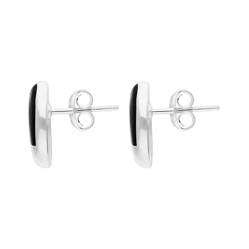 Sterling Silver Whitby Jet Ammonite Shaped Stud Earrings