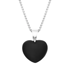 Sterling Silver Whitby Jet Chunky Bail Heart Necklace