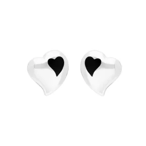 Sterling Silver Whitby Jet Heart Earrings