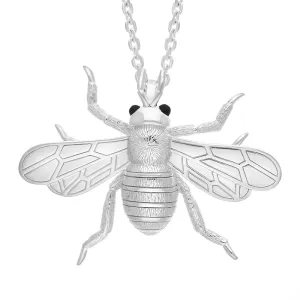 Sterling Silver Whitby Jet Large Bee Necklace