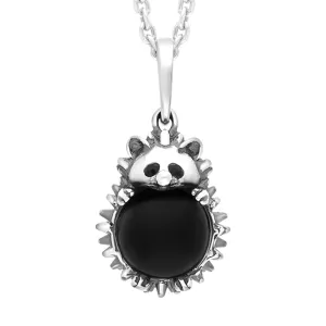 Sterling Silver Whitby Jet Large Hedgehog Necklace