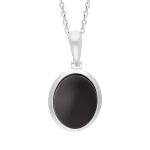 Sterling Silver Whitby Jet Oval Necklace