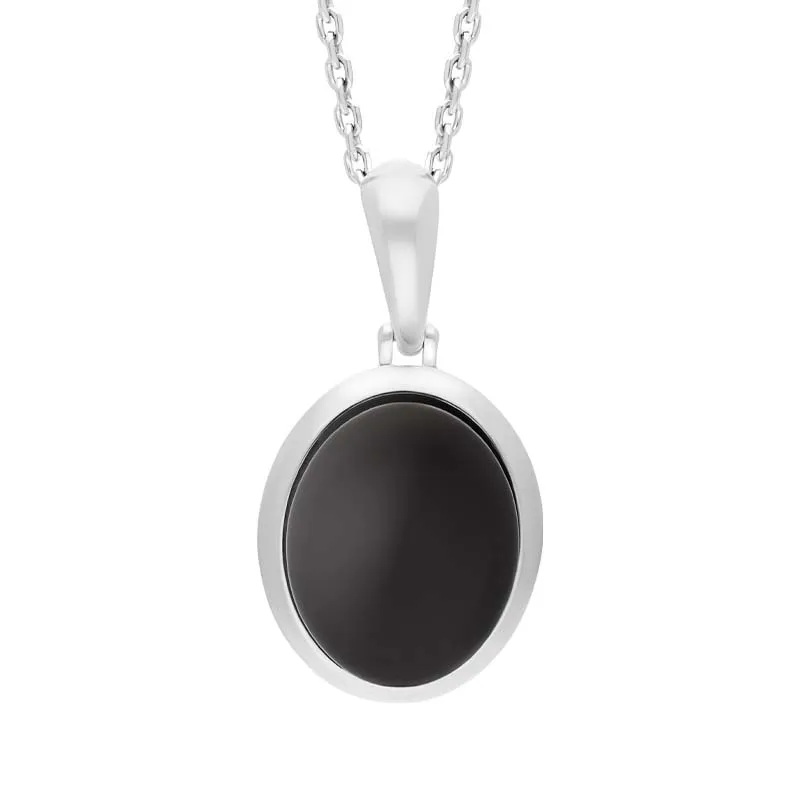 Sterling Silver Whitby Jet Oval Necklace