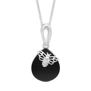 Sterling Silver Whitby Jet Small Bee Necklace