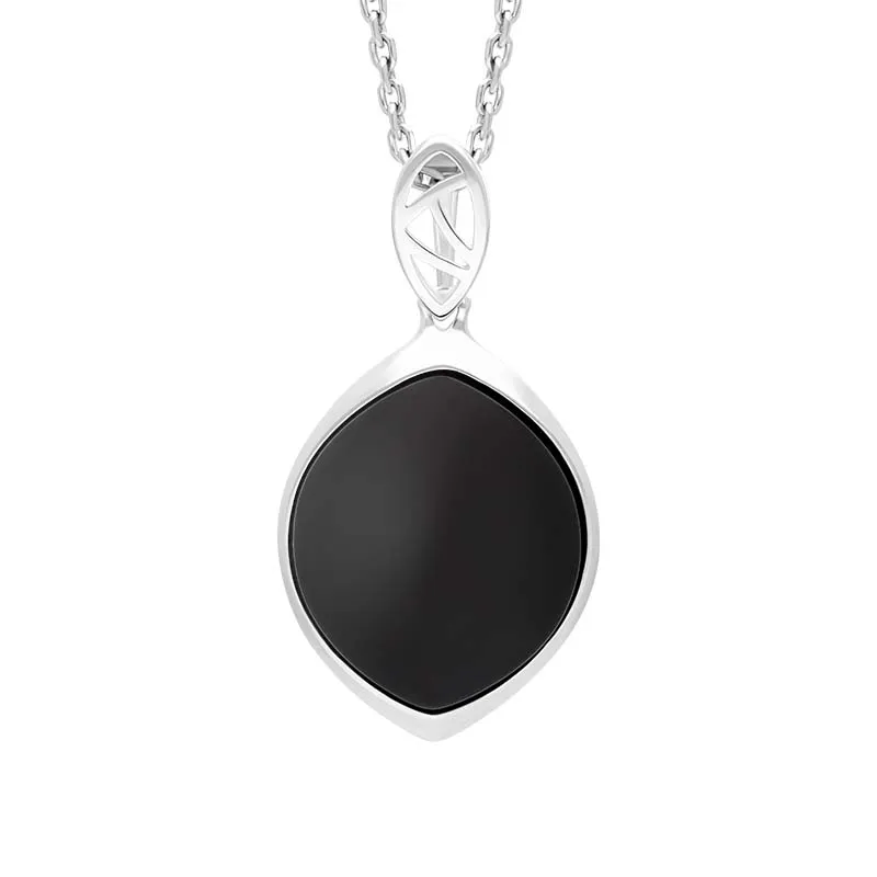 Sterling Silver Whitby Jet Wide Marquise Necklace