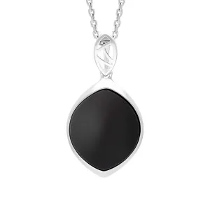 Sterling Silver Whitby Jet Wide Marquise Necklace