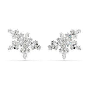 Swarovski Idyllia Clip Earrings Mixed Cuts Half Snowflake White Rhodium Plated