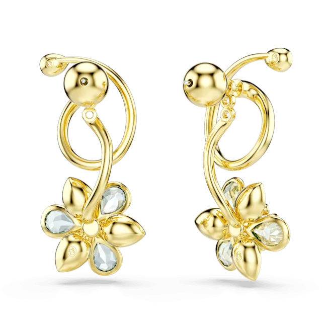 Swarovski Idyllia Drop Earrings Asymmetrical design Mixed cuts Flower Multicolored Gold-tone plated