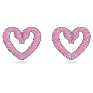 Swarovski Una Clip Earrings Heart Medium Pink Rhodium plated