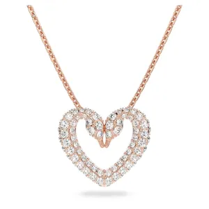 Swarovski Una Necklace with PendantHeart Small White Rose Gold-tone plated