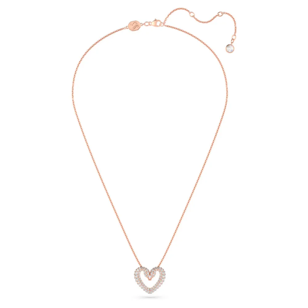Swarovski Una Necklace with PendantHeart Small White Rose Gold-tone plated