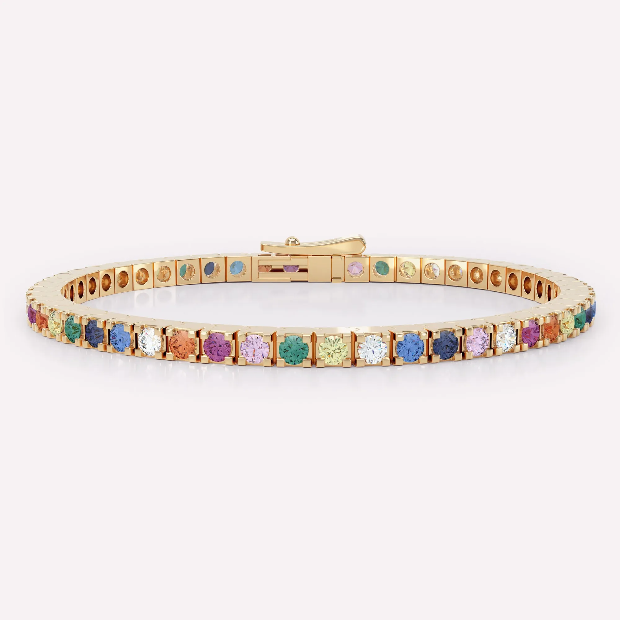 The LOEV Rainbow Tennis 18K Gold Bracelet w. Lab-Grown Diamonds