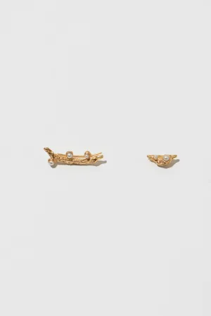 The Organic set 2 18K Gold Plated Studs w. Pearls