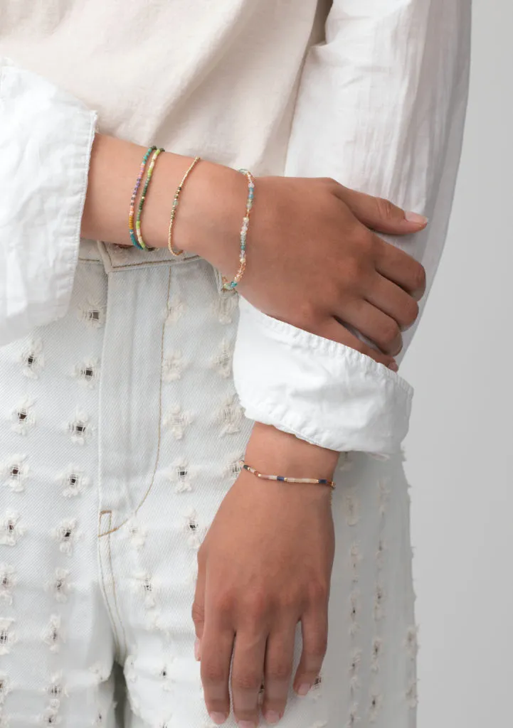 Tie-Dye Gold Plated Bracelet w. Sea Green Beads