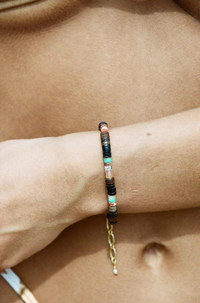 Tulum Gold Plated Bracelet w. Jade & Beads