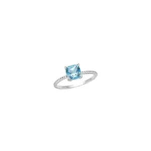 Twist Silver Ring w. Topaz