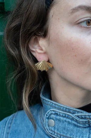 White Concertina Gold Earrings
