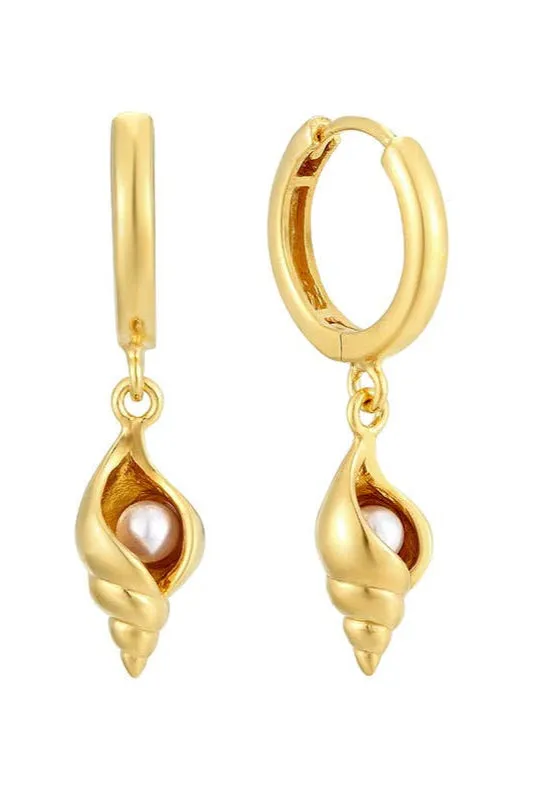 White Triton Shell Charm Pendant Earrings