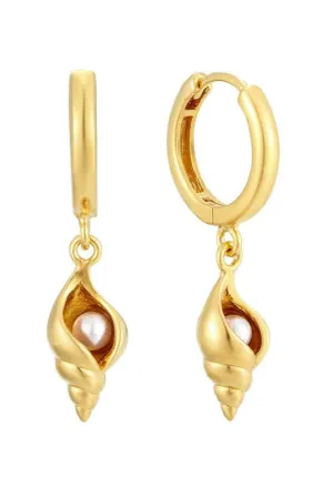 White Triton Shell Charm Pendant Earrings