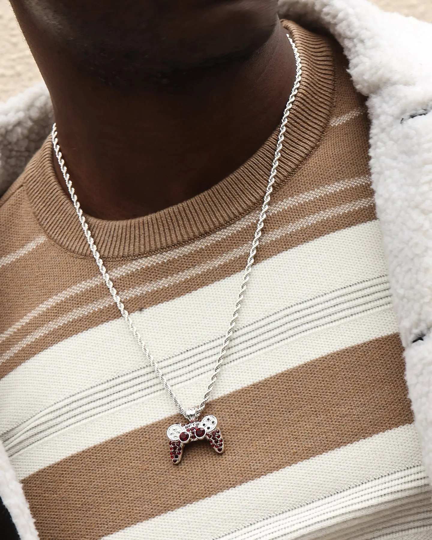 Wild For The Weekend Crystal Controller Pendant Necklace Silver