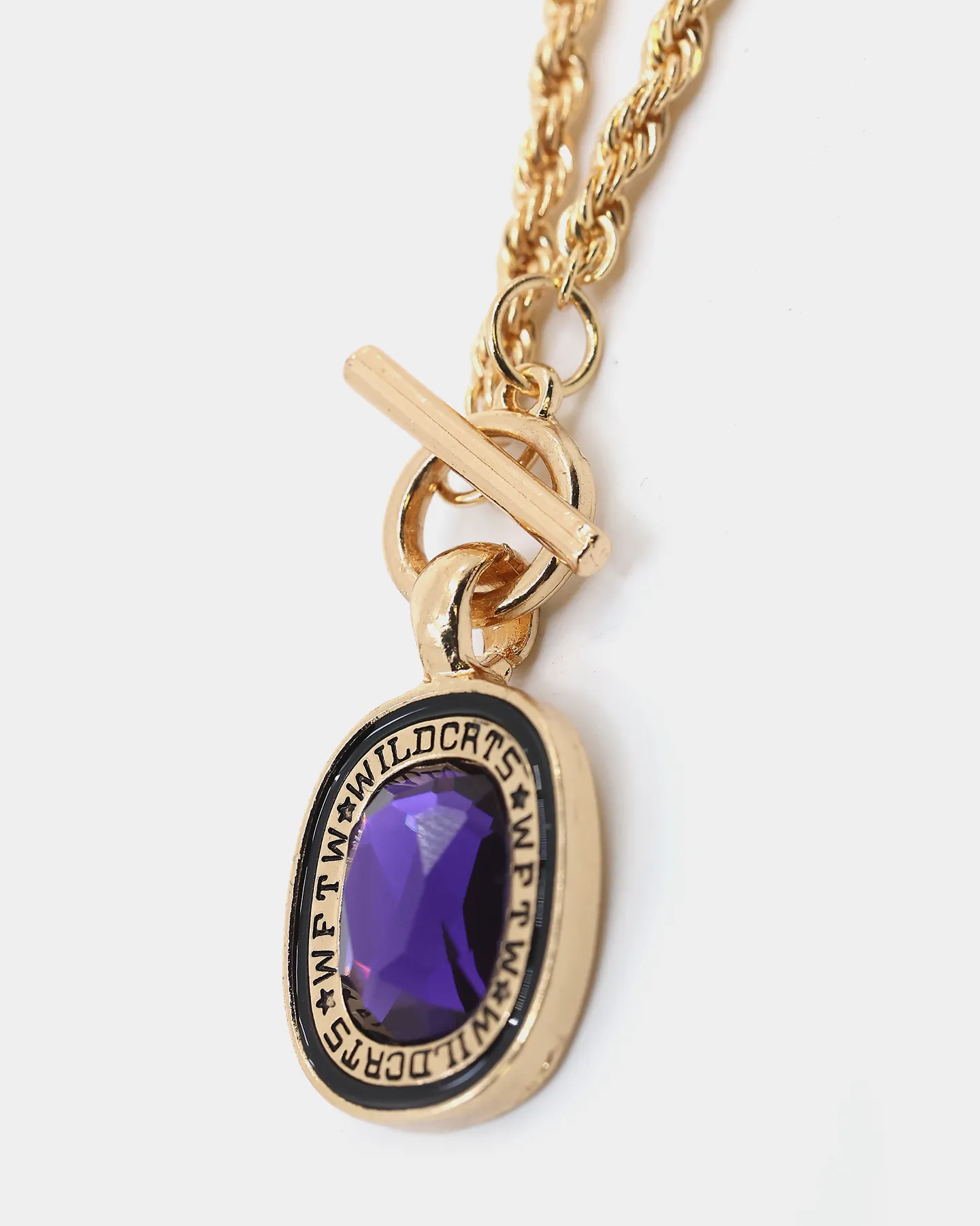 Wild For The Weekend Wildcats Oval Stone Necklace Gold/Purple