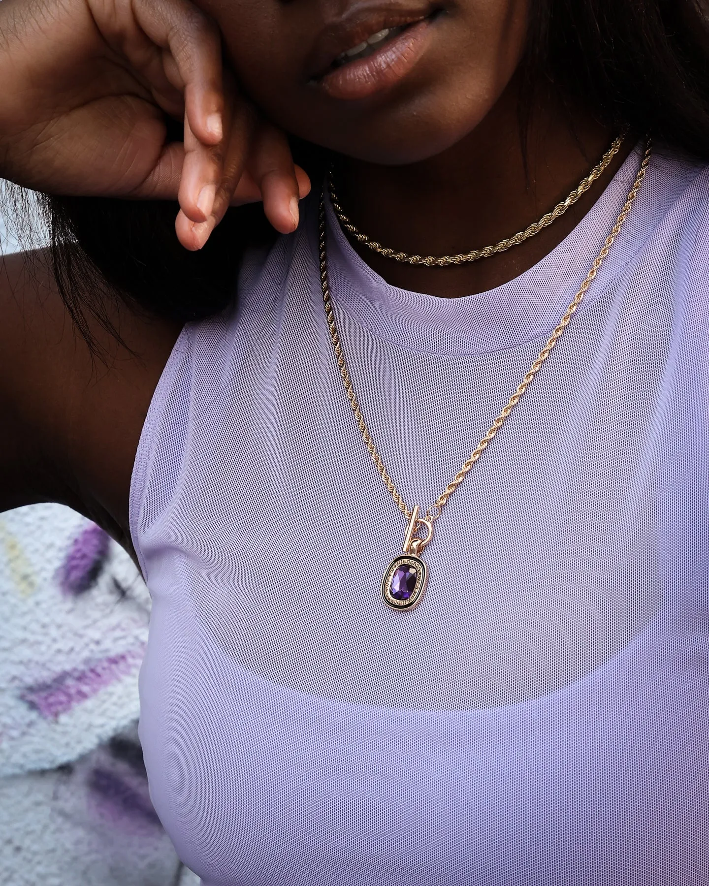 Wild For The Weekend Wildcats Oval Stone Necklace Gold/Purple
