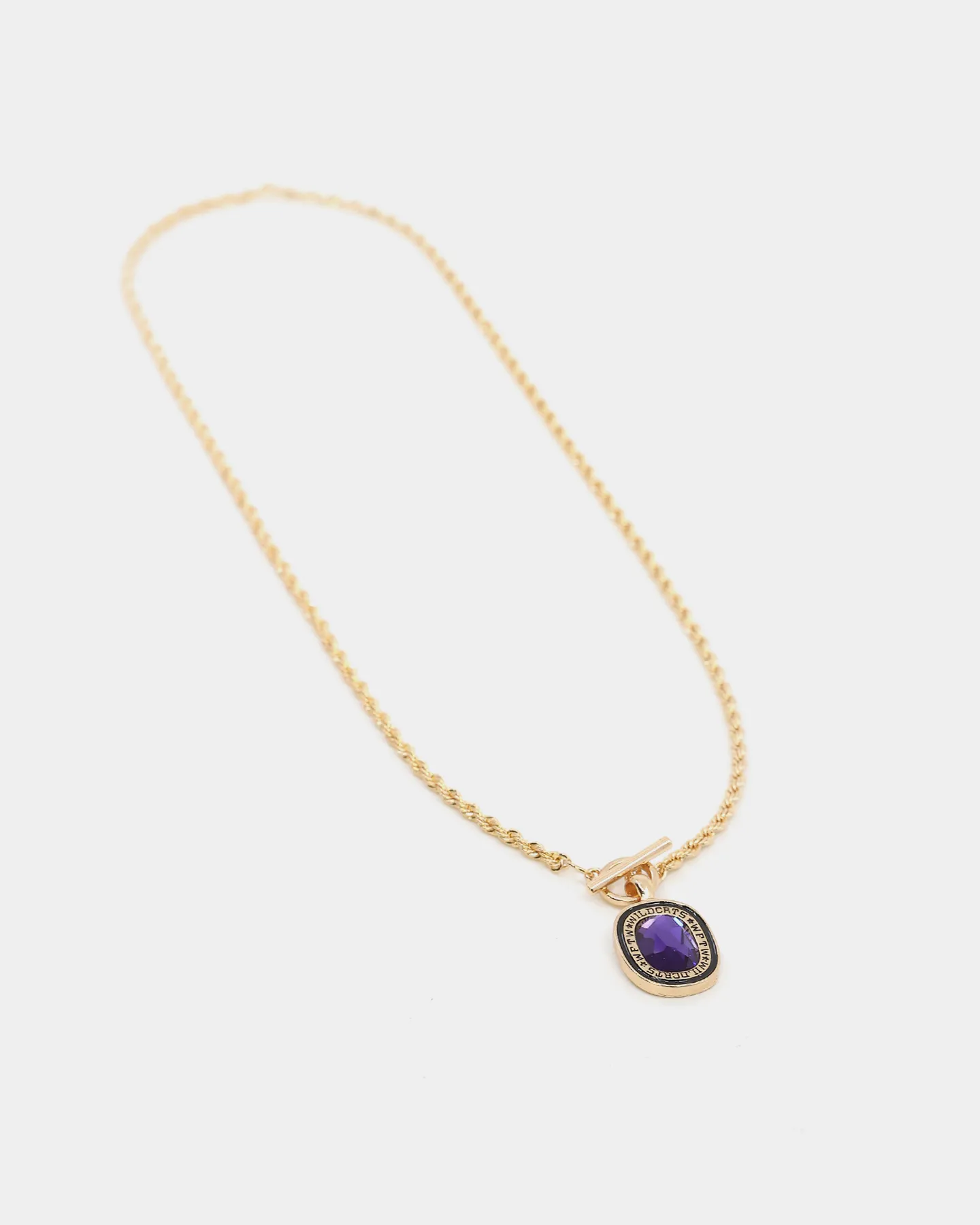 Wild For The Weekend Wildcats Oval Stone Necklace Gold/Purple