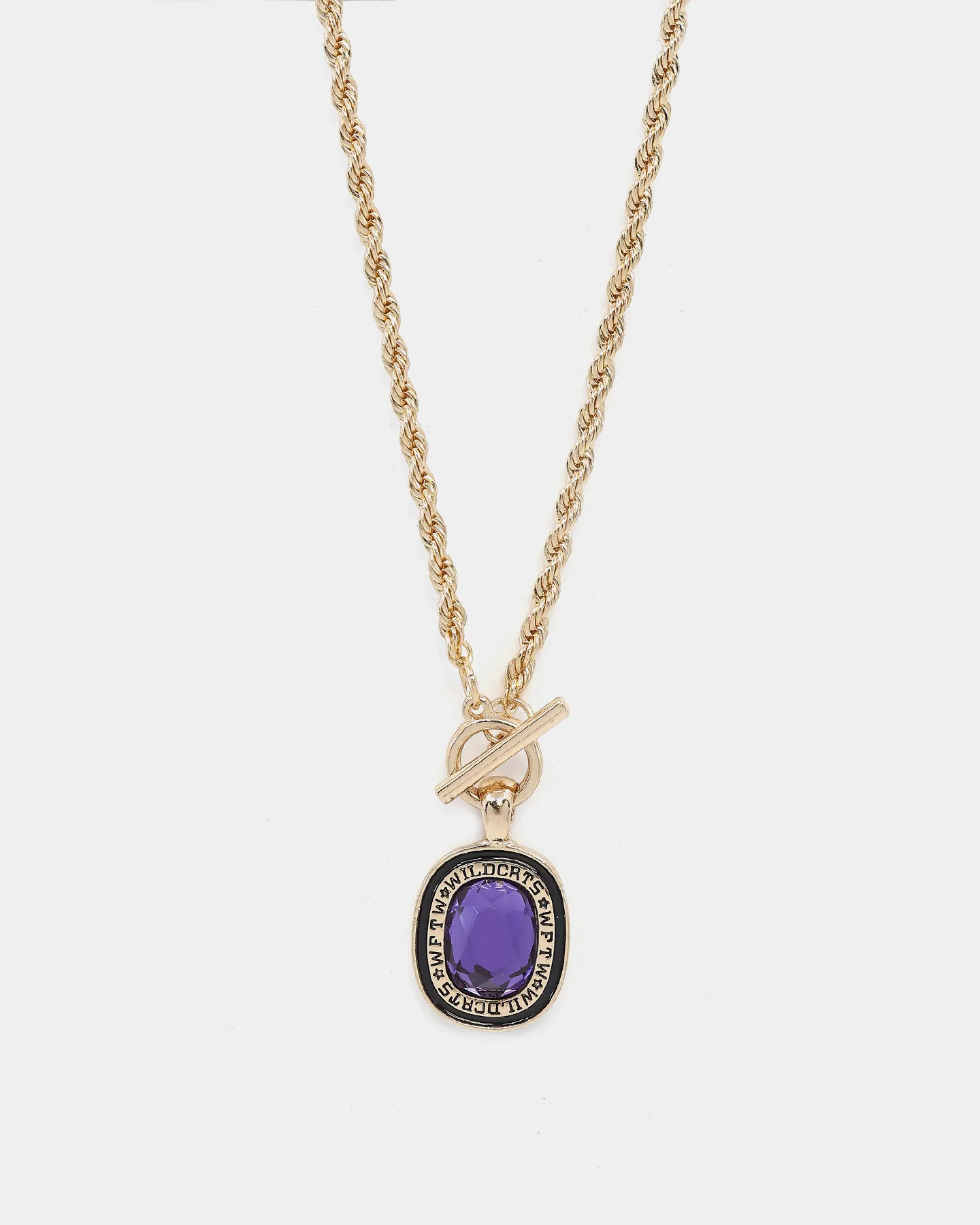 Wild For The Weekend Wildcats Oval Stone Necklace Gold/Purple