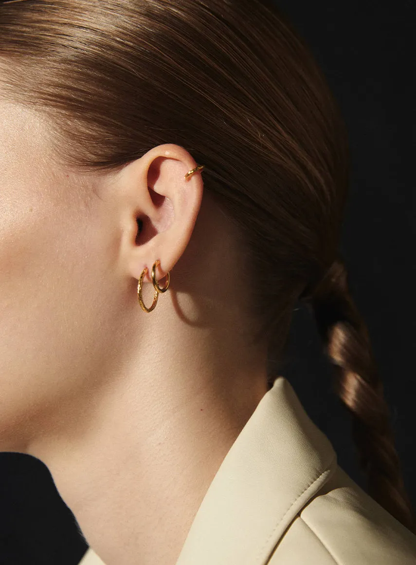 Wire Structured 14K Gold Plated 14 mm Hoop